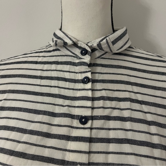 Esmara Dress Black & White Striped Linen Blend Viscose Short Sleeves Dress - Picture 5 of 9